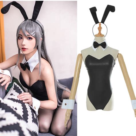 Women S Bunny Girl Black Bodysuit Cosplay Costume Sexy Lingerie Set With Bow Tie EBay