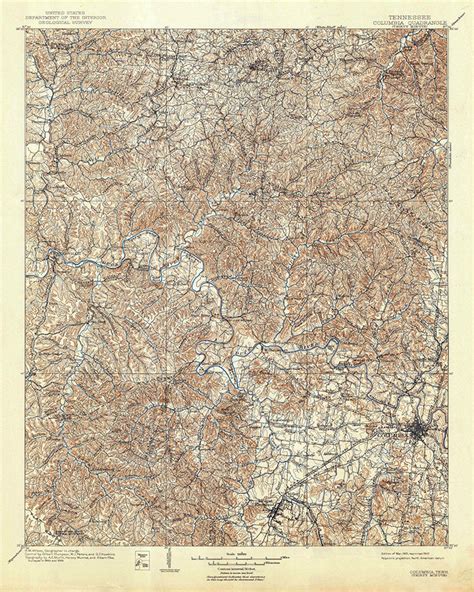 1901 Topo Map of Columbia Tennessee Maury County - Etsy