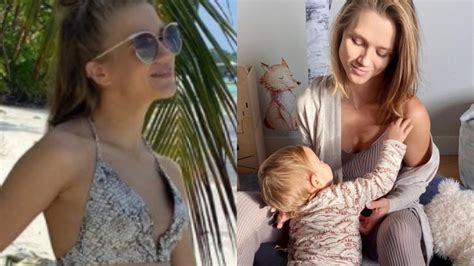 Agnieszka Kaczorowska w bikini Emilka czule całuje ciążowy brzuszek mamy Tak się rodzi miłość