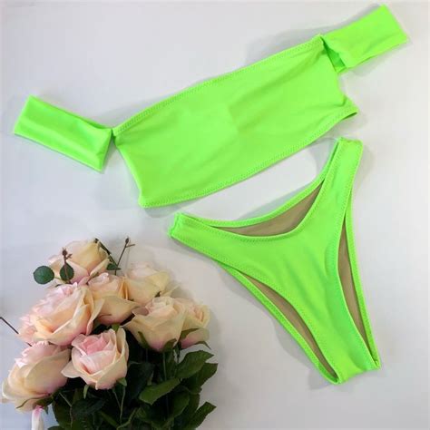 Lime Green Sleeve Cheeky Bikini Etsy Cheeky Bikinis Bikinis Green Bathing Suits