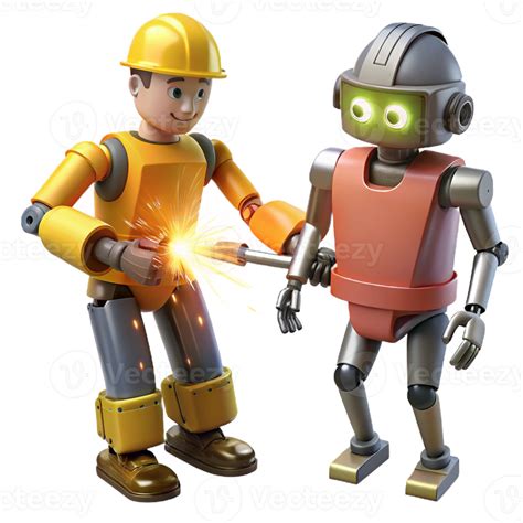 beautiful artistic A robotic exoskeleton assisting a construction