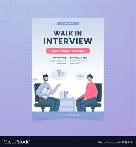 Job Recruitment Interview On Poster Design Vector Image