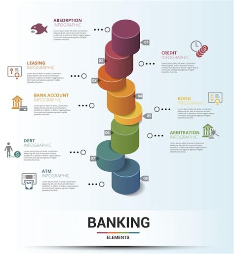 Premium Vector Infographic Banking Template Icons In Different Colors