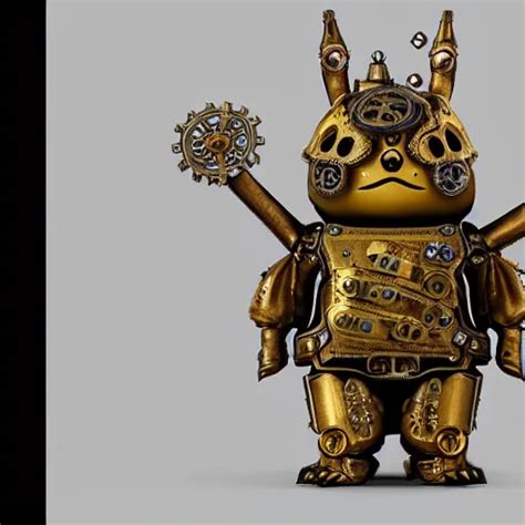 A Steampunk Pikachu Made From Ornate Engraved Full Stable Diffusion