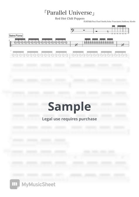 Red Hot Chili Peppers Parallel Universe Tab Sheet Music By