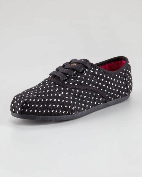 Toms Polka Dot Lace Up In Black Lyst