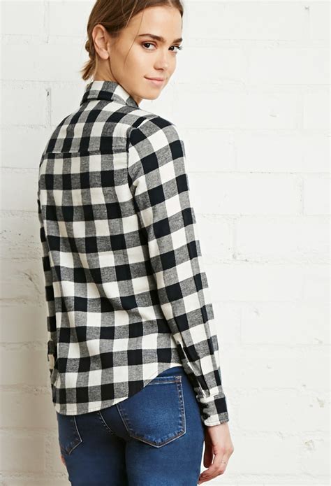 Lyst Forever 21 Classic Buffalo Plaid Shirt In Black