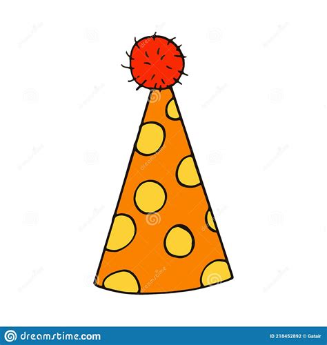 Party Hat With Circles Hand Drawn Doodle Style Minimalism Trending