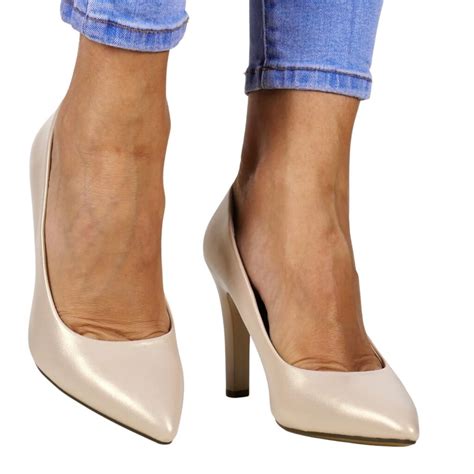 Damskie Czółenka Szpilki Na Słupku Sergio Leone Chamoiss Nude Perła Inna marka Moda