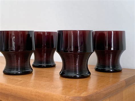 Mid Century Amethyst Tumblers Deep Violet Purple Colored Etsy In 2021 Colored Glassware