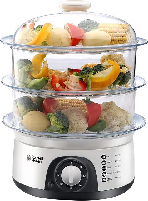 Skyline VT-7063 Food Steamer/Multi Steam Cooker, Small, White (3 Layer ...