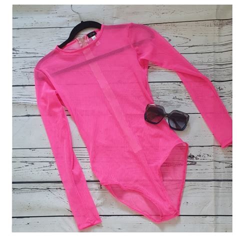 Forplay Tops Nwt Hot Pink Mesh Bodysuit Poshmark
