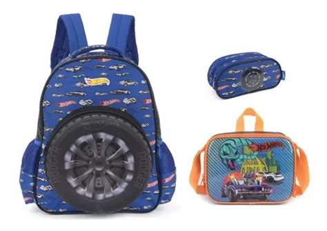 Kit Duplo Hot Wheels Mochila Costas Lancheira Estojo Mercadolivre