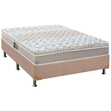 Cama Box Casal Colch O Molas Castor Pocket Class Base Crc Suede Bege