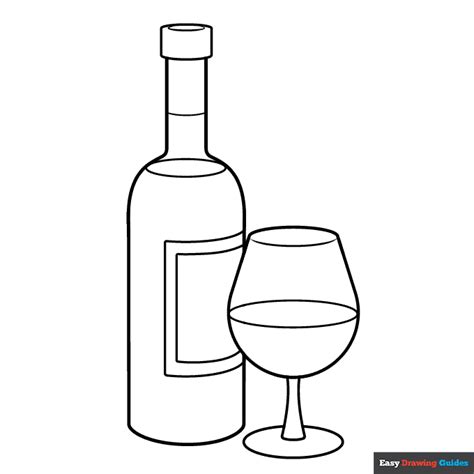 Wine Bottle Coloring Page Easy Drawing Guides