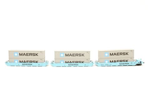 Kato 106 6157 Articulated Well MAXI I Container Car Of Maersk Blue With