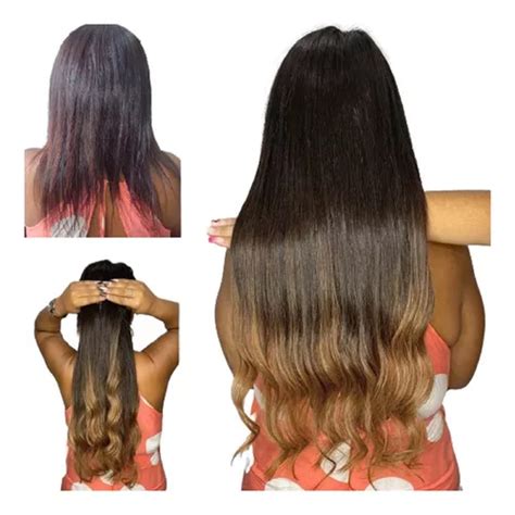 Aplique Cabelo Tictac Bio Humano Morena Iluminada 70cm 200gr