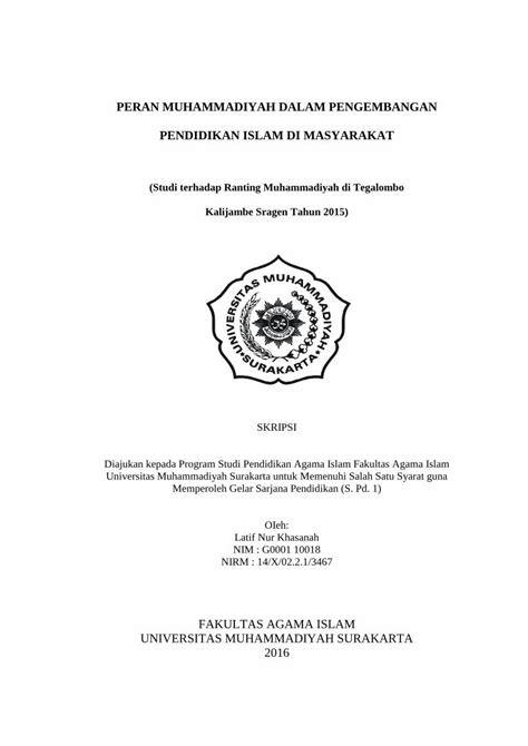 PDF PERAN MUHAMMADIYAH DALAM PENGEMBANGAN PENDIDIKAN ISLAM DI