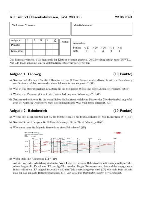 Ew Prf Eisenbahnwesen Klausur Vo Eisenbahnwesen Lva