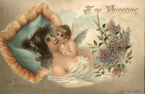 Valentine Art Nouveau Cupid Greco Roman Nude Woman C Postcard