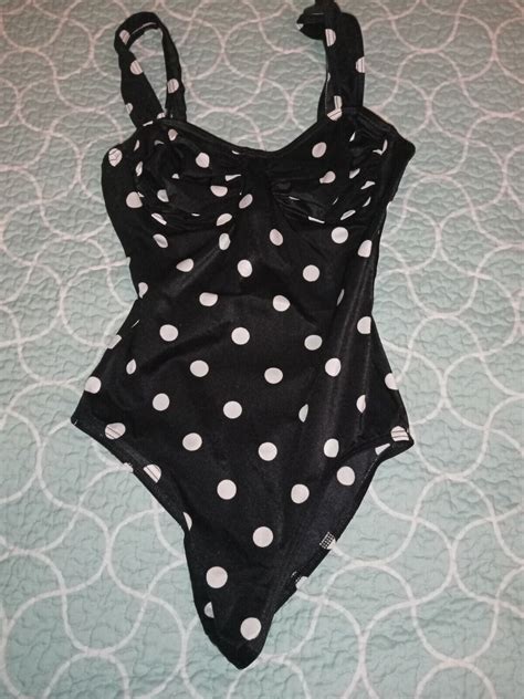 Vintage Polka Dot Full Body Bikini With Underwire Cup Gem
