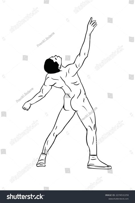 Outline Muscular Naked Man Vector Illustration Stock Vector Royalty Free Shutterstock
