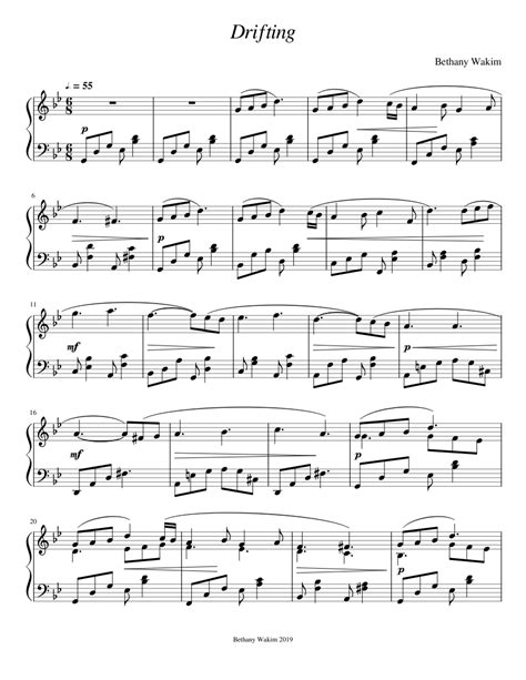 Drifting Sheet Music For Piano Solo