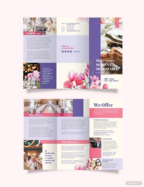 Event Company Tri Fold Brochure Template In Word Publisher Pages