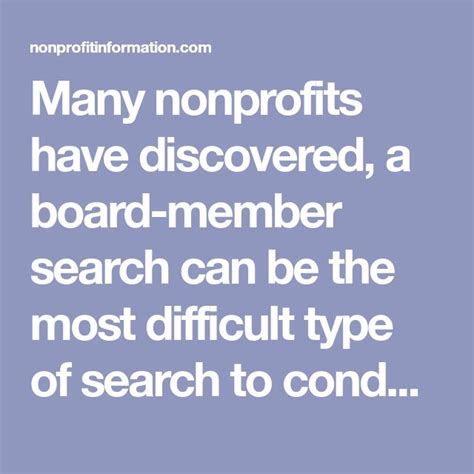 Six Rules For Finding Members For A Nonprofits Board Of Directors Non Profit Board Of