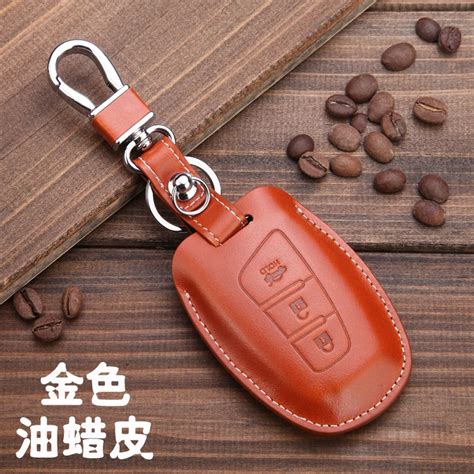 Real Leather Car Key Case For Hyundai New Santa Fe IX45 2013 3 Buttons