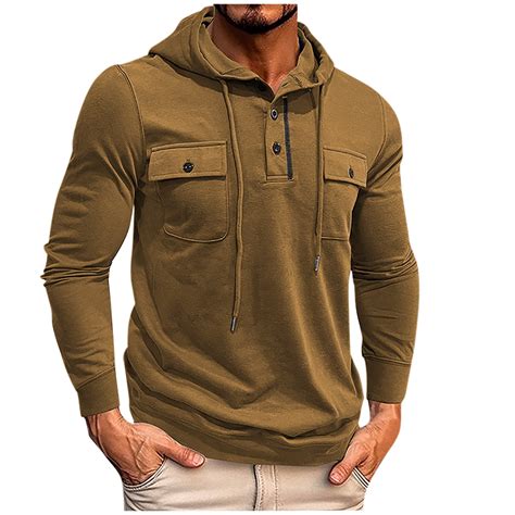 Dagegui Mens Cotton Hoodies Drawstring Hooded Sweatshirts Solid