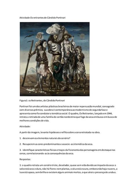 Quem Pintou Os Retirantes - Aula os retirantes cândido portinari | DOCX