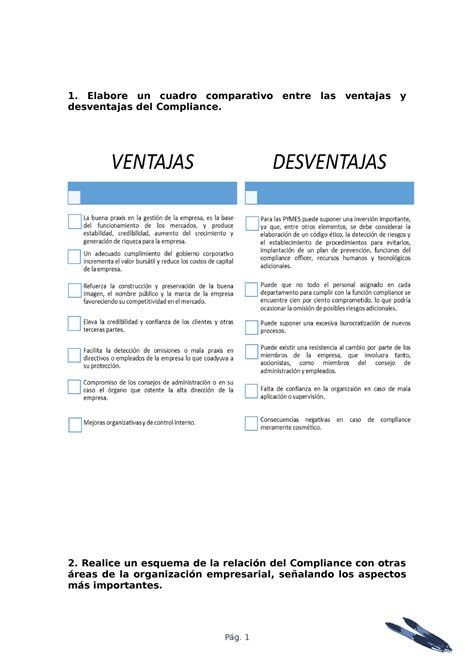 Compliance Elabore Un Cuadro Comparativo Entre Las Ventajas Y