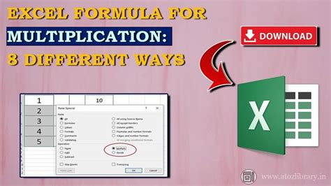 the excel formula for multiplication 3 different ways is shown with an arrow pointing up