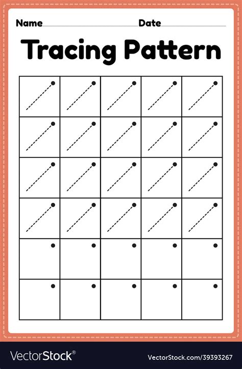 tracing pattern  slanting lines worksheet vector image