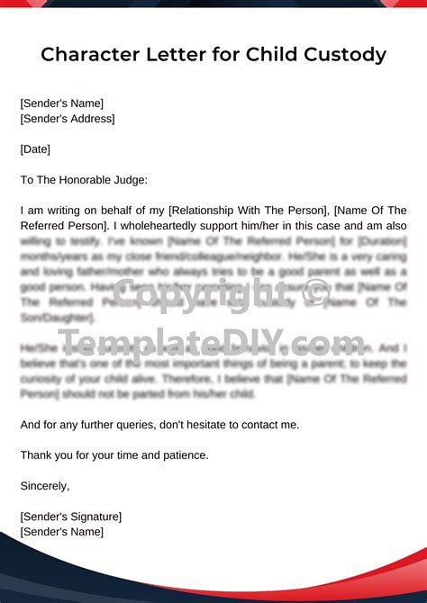 Child Custody Character Letter Template Pdf And Word