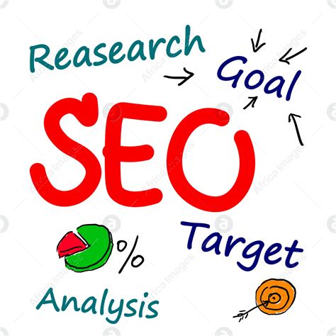Search engine optimization (SEO) concept. Different words and drawings