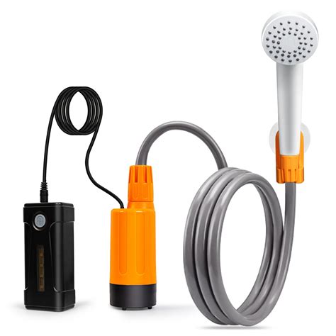 portable camping shower pump  detachable usb rechargeable batteries