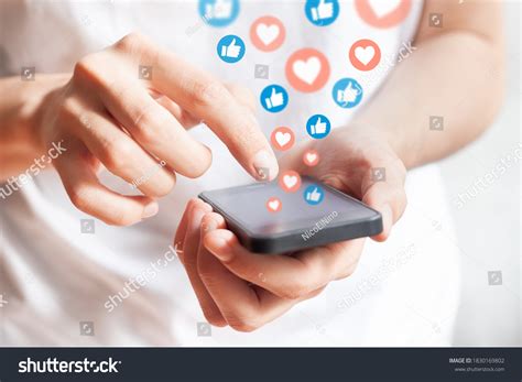 Person Interacting On Social Media Network Stock Photo 1830169802 ...