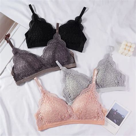Bralette De Renda Decote Em V Para Mulheres Lingerie Push Up Suti Sem Costura Ntimas