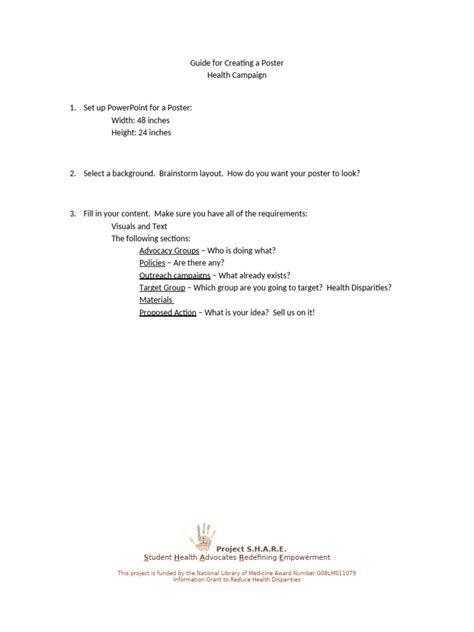 student health advocacy poster guide