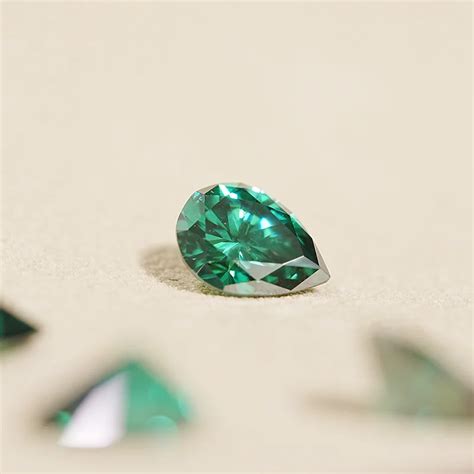 Sicgem Carat Natural Green Moissanite Vvs Colorful Waterdrop Pear Cut