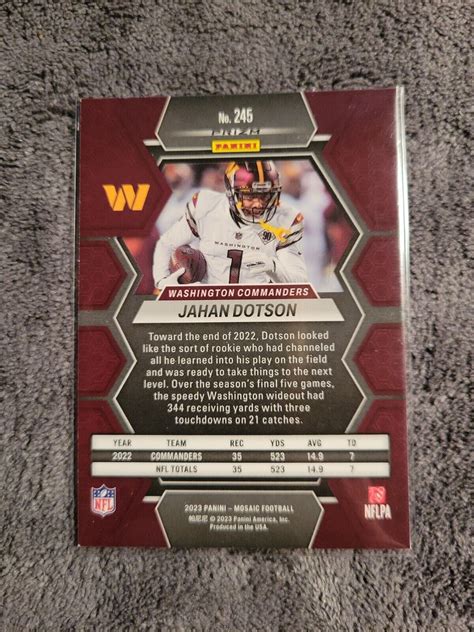 Panini Mosaic Jahan Dotson Silver Mosaic Prizm Washington