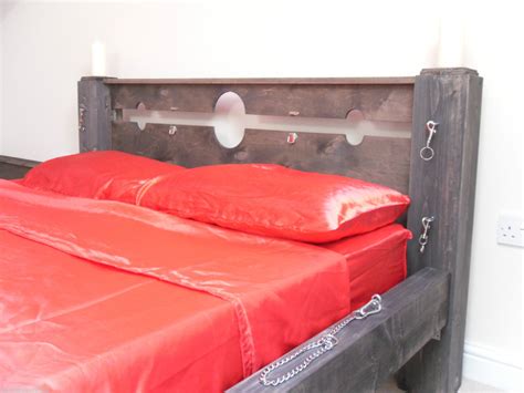 Black Sex Bondage Fetish Chunky Solid Bed Frame Converts Into Everyday Bed