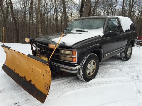 1992 Chevy K1500 Blazer 4x4 Western Snow Plow Runs Good V8 Yard Shop