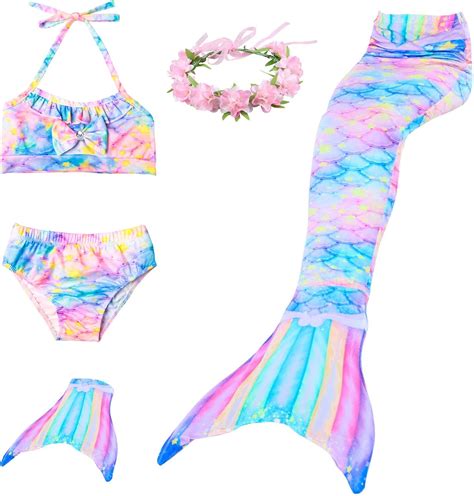 Conjunto De Bikini De Princesa Con Cola De Sirena Traje Para Ni As Con Aleta Amazon Es Ropa