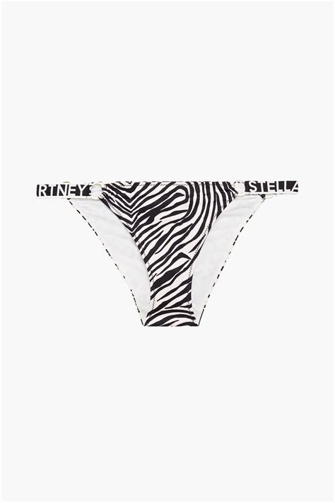 STELLA MCCARTNEY Jacquard Trimmed Zebra Print Low Rise Bikini Briefs THE OUTNET