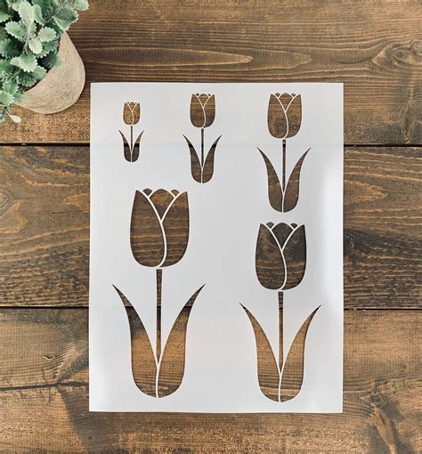 Stencil Reusable Tulip Stencil Sheet Wild Flower Stencil Spring