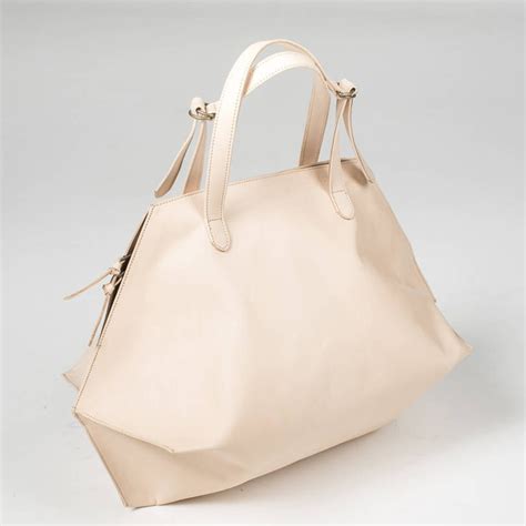 Leather Tote Bag Nude Leather Handbag Handmade Leather Tote Etsy