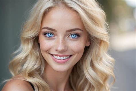 Premium Photo Beautiful Blonde Woman Smiling White Teeth Smile